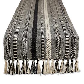 Design Imports 15" x 108" Braided Stripe Fringed Table Runner
