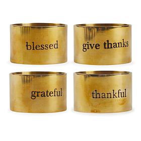 Design Imports Assorted Always Grateful Napkin Ring Set of 4