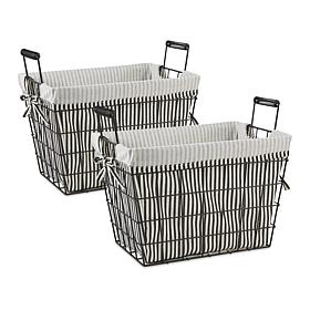 Design Imports Set of 2 Farmhouse Black Wire Basket