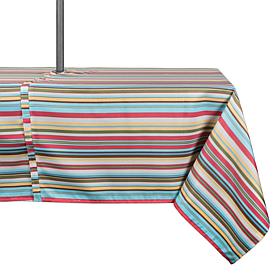 Design Imports Summer Stripe Outdoor Tablecloth w/Zipper - 60" x 84"