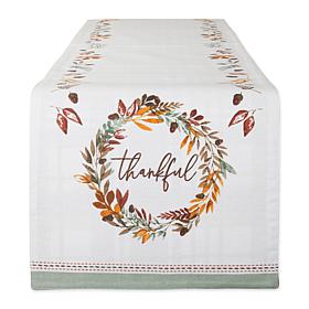 Design Imports Thankful Autumn Wreath 14" x 72" Table Runner