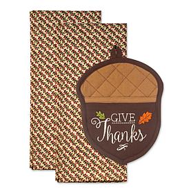 Design Imports Thanks Acorn Potholder Gift Set