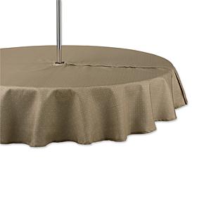 Design Imports Tonal Lattice Outdoor Tablecloth with Zipper -60" Round