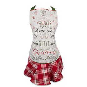 Design Imports White Christmas Tree Ruffle Apron