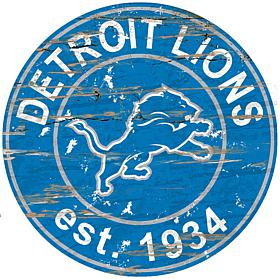 Detroit Lions Round Distressed Sign