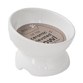 DexyPaws Elevated Ceramic Cat Bowl - White 7oz