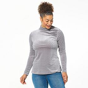 DG2 by Diane Gilman Asymmetric Long-Sleeve Velvet Top