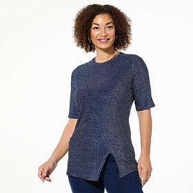 DG2 by Diane Gilman Asymmetric Metallic Knit Top