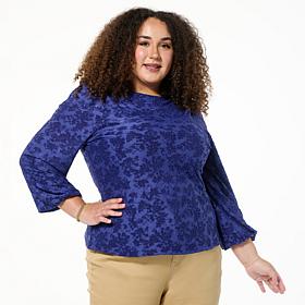 DG2 by Diane Gilman Boat Neck Lantern Sleeve Blouse