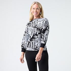 DG2 by Diane Gilman Boatneck Jacquard Sweater