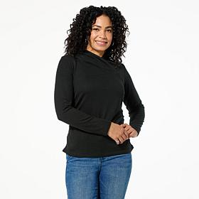 DG2 by Diane Gilman Brushed Knit Crisscross Mock Neck Top