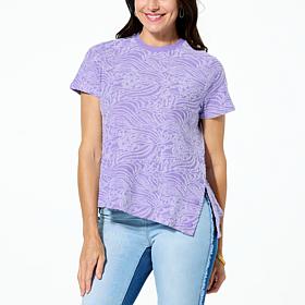 DG2 by Diane Gilman Burnout Tee with Snap Detail