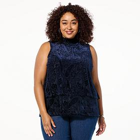 DG2 by Diane Gilman Burnout Velvet Mock Neck Easy Tank