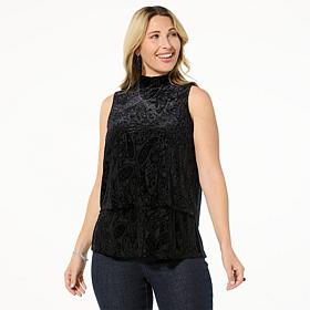 DG2 by Diane Gilman Burnout Velvet Mock Neck Easy Tank
