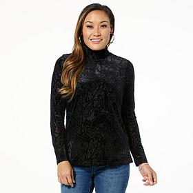 DG2 by Diane Gilman Burnout Velvet Mock-Neck Top