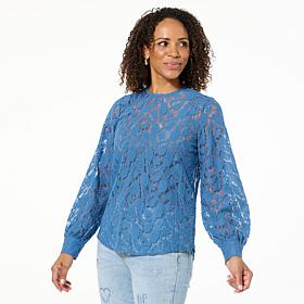 DG2 by Diane Gilman Corded Lace Shirttail Blouse