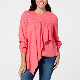 DG2 by Diane Gilman Cotton Clipped Jacquard Sweetheart Easy Blouse
