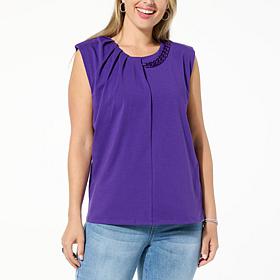 DG2 by Diane Gilman Cotton Jersey Knit Chain Detail Top