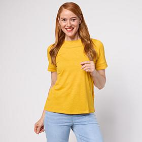 DG2 by Diane Gilman Cotton Modal Slub Lace Inset Top 