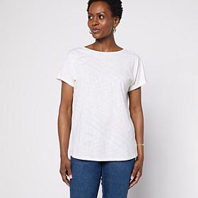 DG2 by Diane Gilman Cotton Modal Slub-Printed Dolman Tee