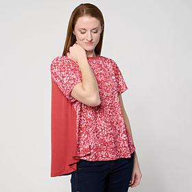 DG2 by Diane Gilman Crepe De Chine Flared Sleeve Printed Top
