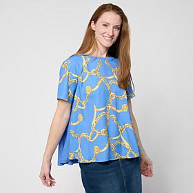 DG2 by Diane Gilman Crepe De Chine Flared Sleeve Printed Top
