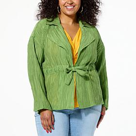 DG2 by Diane Gilman Crinkled Crepe Drawstring Waist Blazer