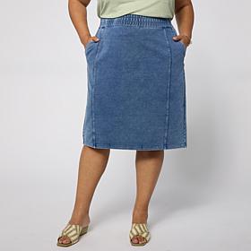DG2 by Diane Gilman Denim Pull-On Knit Flex Skirt