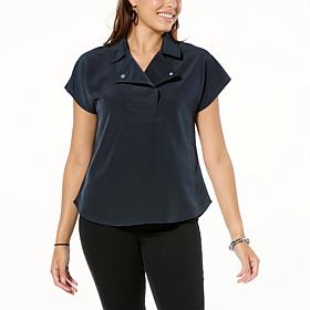 DG2 by Diane Gilman Dolman-Sleeve Collared Top