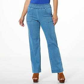 DG2 by Diane Gilman Dream Drape Smocked Waist Wide-Leg Jean