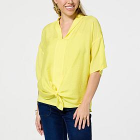 DG2 by Diane Gilman Easy Flow Tie-Front Blouse with Camisole