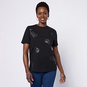 DG2 by Diane Gilman Embellished Crew Neck Short-Sleeve Top