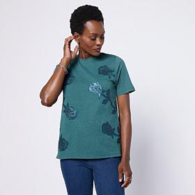 DG2 by Diane Gilman Embellished Crew Neck Short-Sleeve Top
