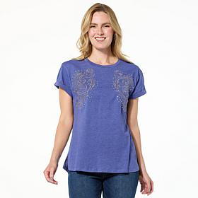 DG2 by Diane Gilman Embellished Crew-Neck Top