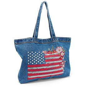 DG2 by Diane Gilman Embellished Denim Tote Bag