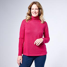 DG2 by Diane Gilman Embellished Long-Sleeve Turtleneck Top