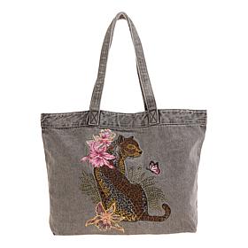 DG2 by Diane Gilman Embroidered Denim Tote Bag