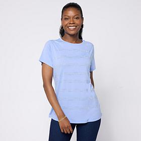 DG2 by Diane Gilman Everyday Jersey Crewneck Embellished Tee