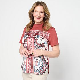 DG2 by Diane Gilman Everyday Jersey Knit Scarf Print Top