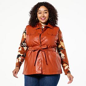 DG2 by Diane Gilman Faux Leather Belted Moto Vest