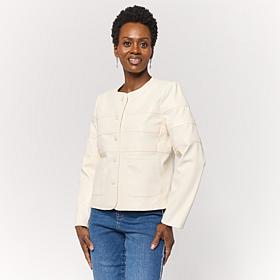 DG2 by Diane Gilman Faux Leather Striped Jacket