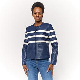 DG2 by Diane Gilman Faux Leather Striped Jacket