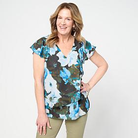 DG2 by Diane Gilman Flutter Sleeve Asymmetric Easy Top