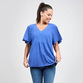 DG2 by
Diane Gilman Flutter-Sleeve V-neck Top