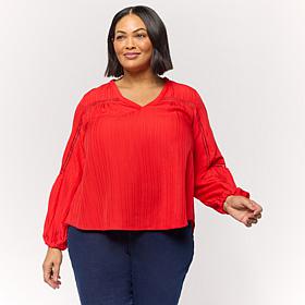 DG2 by Diane Gilman Jacquard Lantern Sleeve Blouse