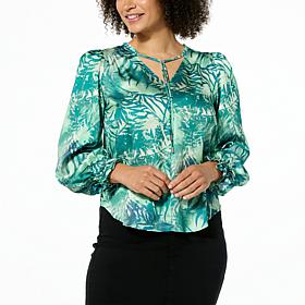 DG2 by Diane Gilman Just Like Silk V-Neck Peasant Blouse