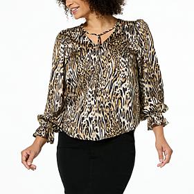 DG2 by Diane Gilman Just Like Silk V-Neck Peasant Blouse