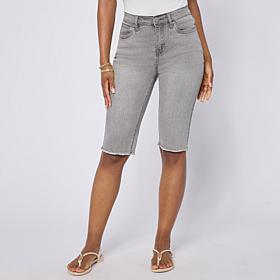 DG2 by Diane Gilman Legacy Stretch Denim Fray Hem Bermuda Short