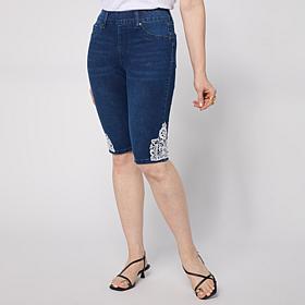 DG2 by Diane Gilman Legacy Stretch Lace Detail Pull-On Bermuda Shorts