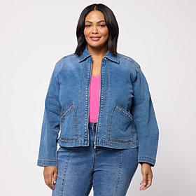 DG2 by Diane Gilman Legacy Stretch Rhinestone-Pocket Zip-Up Jacket